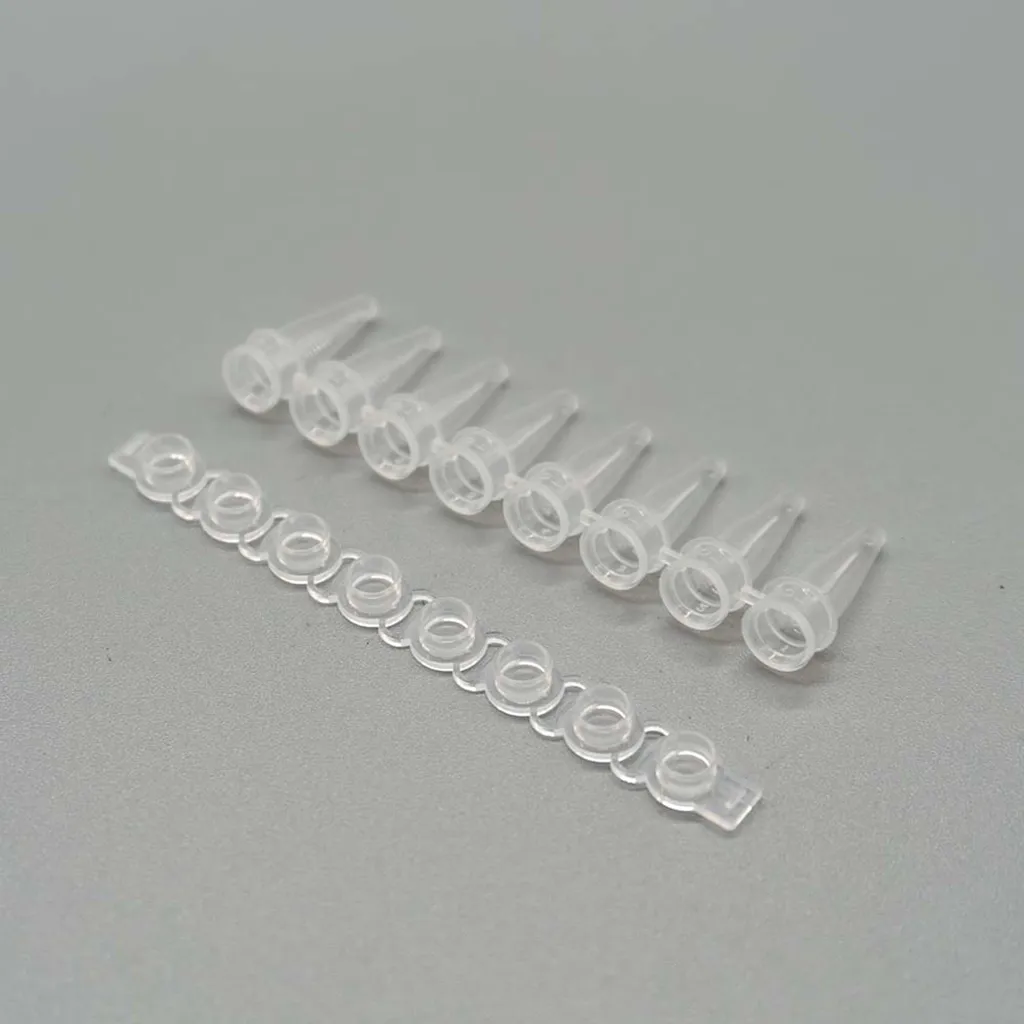 Picture of PCR 8-Strips Separate Tube & Cap PP 0.2 mL Flat Cap Clear DNase/RNase Free (PCR)